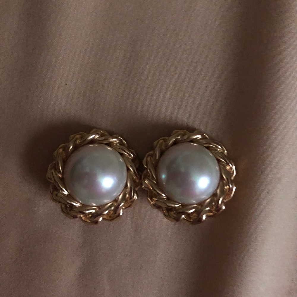 Vintage Dior pearl and curb chain earrings